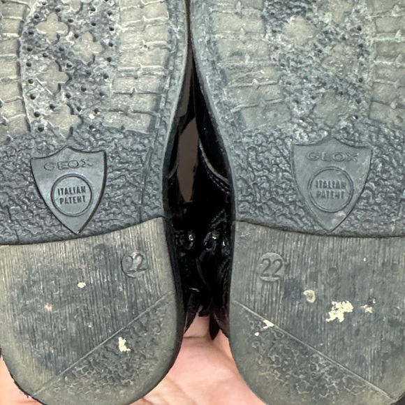 Geox Breathable Girls Black Patent Leather Boots With Velvet Laces - Sz 6 1/2 - Picture 9 of 12